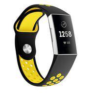 Fitbit Charge 3 & 4 siliconen DOT bandje - Geel / Zwart - S/M - thumbnail