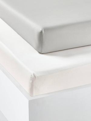 Set van 2 hoeslakens voor kinderen van gerecycled katoen parelgrijs