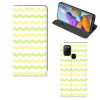 Samsung Galaxy A21s | Hoesje met Magneet | Waves Yellow - thumbnail
