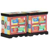 Nachtkastje 2 pcs Multikleur 40 x 35 x 45 cm massief mangohout - thumbnail