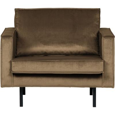 WOOOD Fauteuil 'Rodeo' Velours, kleur Taupe