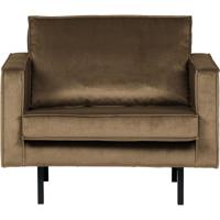 WOOOD Fauteuil 'Rodeo' Velours, kleur Taupe - thumbnail