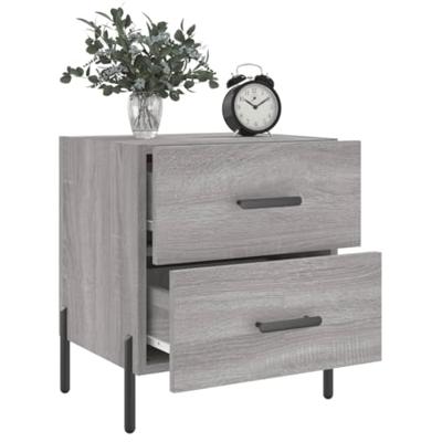 Nachtkastjes 2 st 40x35x47,5 cm bewerkt hout grijs sonoma eiken
