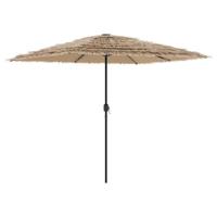VidaXL Parasol met led's en stalen paal 248x248x248 cm bruin - thumbnail
