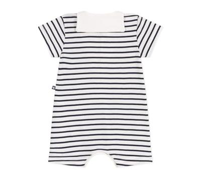 Combicourte baby met trui-kraag PETIT BATEAU in gestreept katoen marineblauw Combicourte baby met trui-kraag PETIT BATEAU in gestreept katoen marineblauw