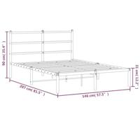 Bedframe met hoofdbord metaal wit 140x200 cm - thumbnail