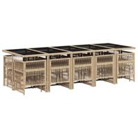 15-delige Tuinset met kussens poly rattan beige - thumbnail