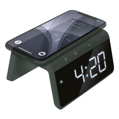 Digitale Wekker met Draadloze Oplader - Dual Alarmklok met Wake Up Light - Midnight Green (HCG019QI-MG)