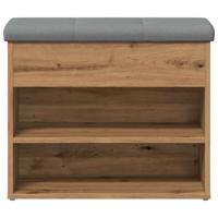 Schoenenbank 62x32x50 cm bewerkt hout artisanaal eikenkleur - thumbnail