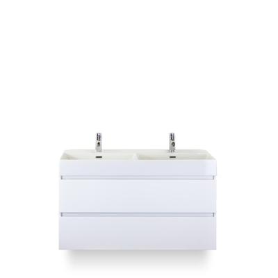 Maxx XL Badmeubelset 120 cm - Wit Hoogglans - Wastafel Kube Dubbel 2 kraangaten