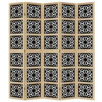 Kamerscherm met 5 panelen massief paulowniahout bruin en zwart - thumbnail