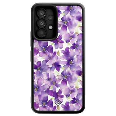 Samsung Galaxy A52(s) zwarte case - Floral violet Samsung Galaxy A52(s) zwarte case - Floral violet