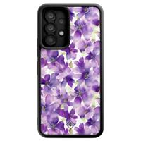 Samsung Galaxy A52(s) zwarte case - Floral violet - thumbnail