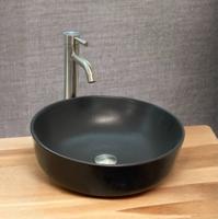 B-Stone Celia zwarte waskom rond 41cm getrommeld - thumbnail