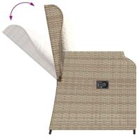 Tuinbankje verstelbaar met kussens poly rattan beige - thumbnail