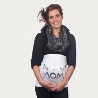 Op en Top Zwanger Zwangerschaps Buikband Wow Mom Wit/Zilver - thumbnail
