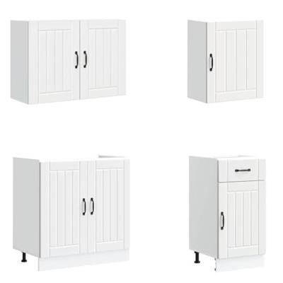 7-delige Keukenkastenset Lucca bewerkt hout wit