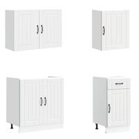 7-delige Keukenkastenset Lucca bewerkt hout wit - thumbnail