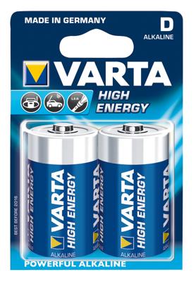 2 x Varta High Energy Alkaline Mono D batterijen