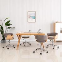 Eetkamerstoelen 4 st draaibaar stof taupe - thumbnail