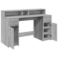 Bureau met LED-verlichting 140x55x91 cm hout grijs sonoma eiken - thumbnail
