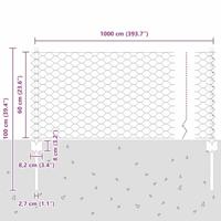 VidaXL Hek met paal zilver 0,6 x 10 m staal - thumbnail