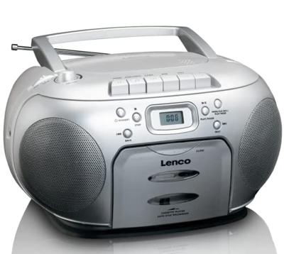 Lenco Portable FM Radio CD- Cassette player Silver - SCD-420SI