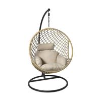 Hangstoel Havana met beige kussens - bruin - 186 cm - thumbnail