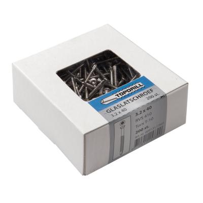 Topdrill Glaslatschroef Zelfborend Rvs-410 Lk Torx TX10 3.2X40 | 200 stuks - 0207.31.17601 Topdrill Glaslatschroef Zelfborend Rvs-410 Lk Torx TX10 3.2X40 | 200 stuks - 0207.31.17601