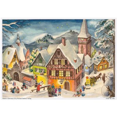 A4 Adventskalender Besneeuwd Dorp