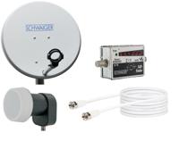 SCHWAIGER -SATSET441- Sat Set | Satellietschotel | 40 cm | Staal | Single LNB | digitaal | 1 deelnemer | Aansluitkabel | 10 m | SAT Finder | met LED-display | lichtgrijs - thumbnail