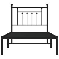 Bedframe met hoofdbord metaal zwart 90x200 cm - thumbnail