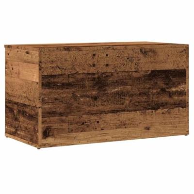 Opbergkist 84x42x46 cm bewerkt hout oud houtkleurig