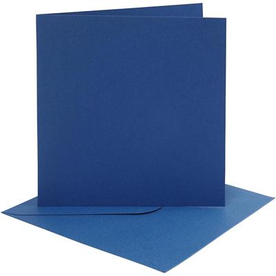 Creativ Company Kaarten en enveloppen, afmeting kaart 15,2x15,2 cm, afmeting envelop 16x16 cm, 220 gr, blauw, 4 set/ 1 doos
