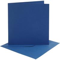 Creativ Company Kaarten en enveloppen, afmeting kaart 15,2x15,2 cm, afmeting envelop 16x16 cm, 220 gr, blauw, 4 set/ 1 doos - thumbnail