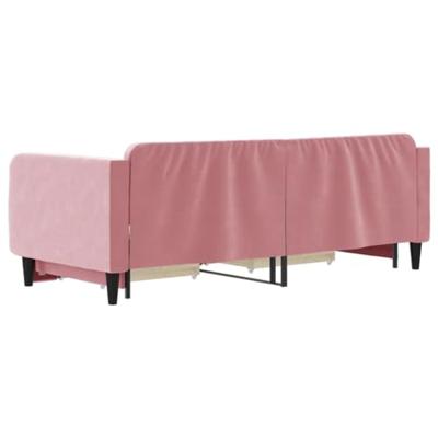 Slaapbank met onderschuifbed en lades 90x200 cm fluweel roze