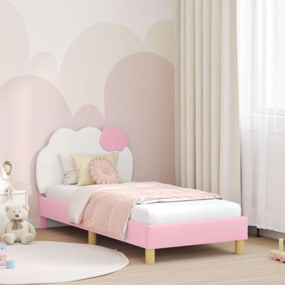 Bedframe voor kinderen met hoofdbord Roze 80 x 160 cm PU Bedframe voor kinderen met hoofdbord Roze 80 x 160 cm PU