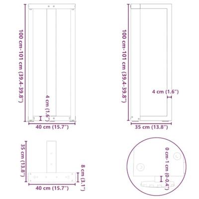 Bartafelpoten 2 st T-vormig 40x35x(100-101) cm staal zwart