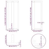 Bartafelpoten 2 st T-vormig 40x35x(100-101) cm staal zwart - thumbnail