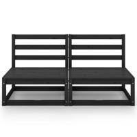 Tuinbank 2-zits massief grenenhout zwart - thumbnail