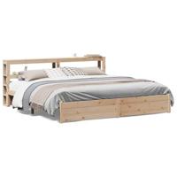 Bedframe met hoofdbord massief grenenhout 200x200 cm - thumbnail