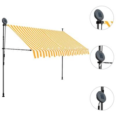 Luifel handmatig uitschuifbaar met LED 300 cm wit en oranje - thumbnail