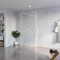 Fortifura Galeria Vrijstaande Inloopdouche - 90x200cm - Helder - antikalk - 8mm veiligheidsglas - 2 zijwanden 40cm - wandsteunen en hoekprofielen - Wit mat SW927768 2x/SW797926/SW797911 2x/SW541264 2x - thumbnail