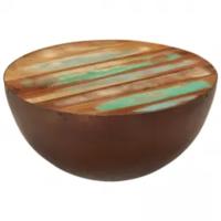 Salontafel komvormig met stalen frame gerecycled hout - thumbnail