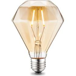 Edison Vintage LED lamp E27 LED filament lichtbron, Diamond D95, 9.5/9.5/13.5cm, Amber, Retro LED lamp 2W 180lm 2700K, warm wit licht, geschikt voor E27 fitting