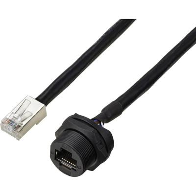 TRU COMPONENTS TC-E13T-FR6-PWF/MR6-NCA-0.5PV-JD RJ45-bus voor montage aan de achterkant met draad IP67 (schroefdraad) kabel CAT6A, 0,5 m. TC-13543648 Aantal