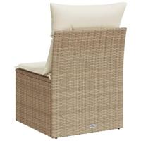 Tuinbank zonder armleuning met kussens poly rattan beige - thumbnail