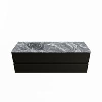 MONDIAZ VICA-DLUX 150cm badmeubel onderkast Urban 2 lades. Inbouw wastafel CLOUD links 1 kraangat, kleur Lava. - thumbnail