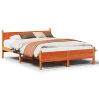 Bedframe zonder matras massief grenenhout wasbruin 120x190 cm - thumbnail