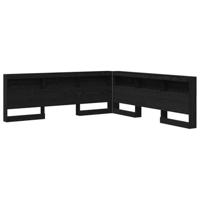 Opberghoofdbord met plank Zwart eiken 180 cm Bewerkt hout - thumbnail